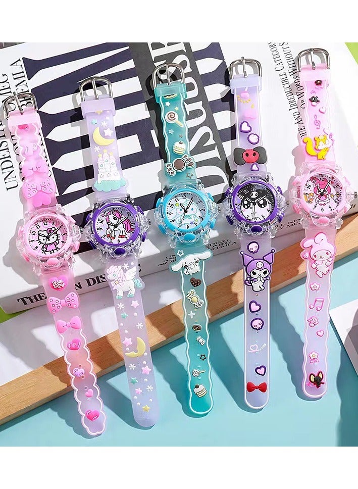 Girls' Watch - 3D Cartoon Colorful Luminous Waterproof Children's Watch, suitable for girls aged 2-8 years old, also makes a great toy for girls aged 3, 4, 5, 6, or 7 - Children's Gift - Image 1
